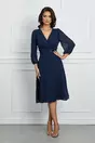Rochie Valeria bleumarin cu aplicatie in talie