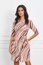 Rochie Valerie roz cu imprimeuri maro