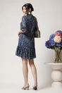 Rochie vaporoasa din voal bleumarin cu floricele albe