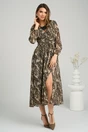 Rochie Moze vaporoasa din voal cu animal print bej