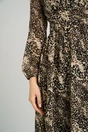 Rochie Moze vaporoasa din voal cu animal print bej