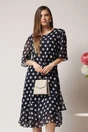 Rochie vaporoasa din voal neagra cu buline si insertii din fir lurex