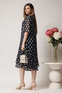 Rochie vaporoasa din voal neagra cu buline si insertii din fir lurex