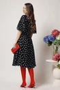 Rochie vaporoasa din voal neagra cu buline si pliuri pe talie