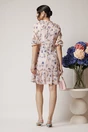 Rochie vaporoasa din voal roz cu floricele bleu
