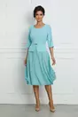 Rochie Vera bleu cu peplum si accesoriu metalic in talie