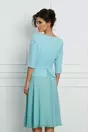Rochie Vera bleu cu peplum si accesoriu metalic in talie