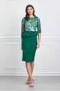 Rochie eleganta din stofa verde cu broderie la bust