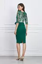 Rochie eleganta din stofa verde cu broderie la bust