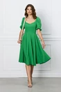 Rochie verde cu elastic la umeri