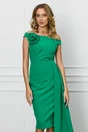 Rochie verde cu peplum in talie