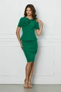 Rochie verde cu peplum in talie si floale pe bust