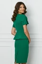 Rochie verde cu peplum in talie si floale pe bust