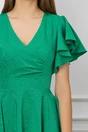 Rochie verde cu volane la maneci