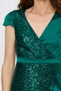 Rochie verde din satin cu paiete