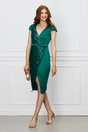 Rochie verde din satin cu paiete
