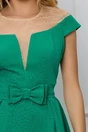 Rochie verde lunga cu funda in talie