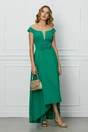 Rochie verde lunga cu funda in talie