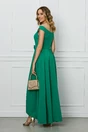 Rochie verde lunga cu funda in talie