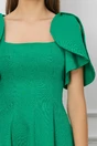 Rochie verde scurta cu volane la maneci