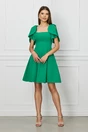 Rochie verde scurta cu volane la maneci