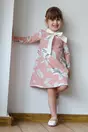 Rochita pentru fetite Dy Fashion roz cu imprimeu si funda la guler