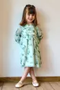 Rochita pentru fetite Dy Fashion verde cu imprimeu floral din voal