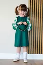 Rochita pentru fetite Dy Fashion verde cu imprimeuri pe maneci