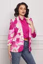 Sacou Ania ivory cu imprimeu fucsia