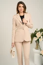 Sacou DY Fashion office din stofa bej cu umeri bufanti