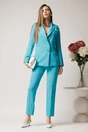 Sacou Moze office din stofa bleu cu floare maxi