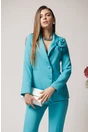 Sacou Moze office din stofa bleu cu floare maxi