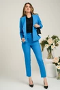 Sacou Moze office din stofa bleu cu peplum