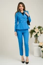Sacou Moze office din stofa bleu cu peplum