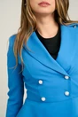 Sacou Moze office din stofa bleu cu peplum