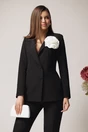 Sacou Moze office din stofa neagra cu floare maxi