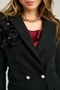 Sacou Moze office din stofa negru cu floare pe umar