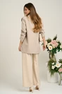 Sacou office din stofa bej cu floare maxi pe bust