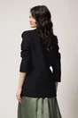 Sacou office din stofa negru cu floare maxi pe bust