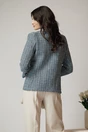 Sacou office din tweed albastru cu fir lurex
