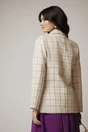Sacou office din tweed bej cu carouri
