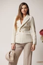 Sacou office din tweed bej cu carouri si fir lurex