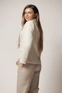Sacou office din tweed bej cu carouri si fir lurex