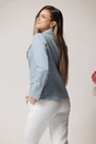 Sacou office din tweed bleu cu carouri si fir lurex