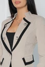 Sacou office din velur bej cu benzi negre