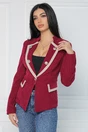 Sacou office din velur magenta cu benzi bej