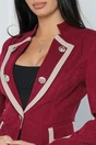 Sacou office din velur magenta cu benzi bej