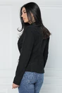 Sacou office din velur negru cu benzi bej, 2, dyfashion.ro