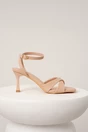 Sandale elegante din piele ecologica bej cu barete in forma de x
