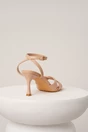 Sandale elegante din piele ecologica bej cu barete in forma de x